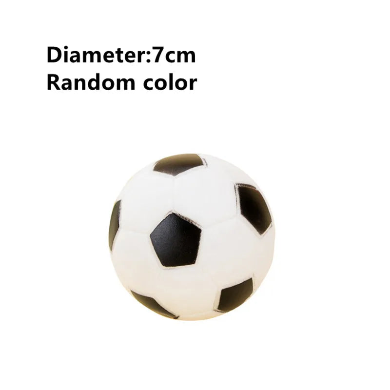 Small soccer ball with black and white pattern on a white background, labeled 'Diameter:7cm Random color'.