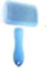 Blue brush with a soft bristle head on a white background