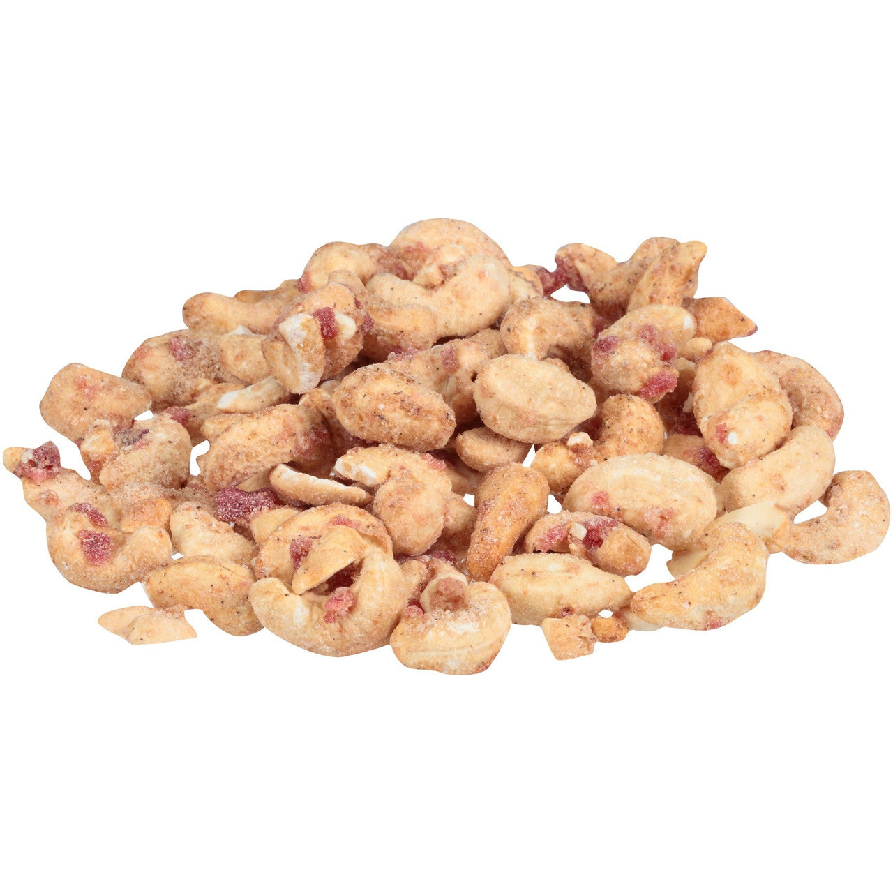 Pile of cashews on a white background