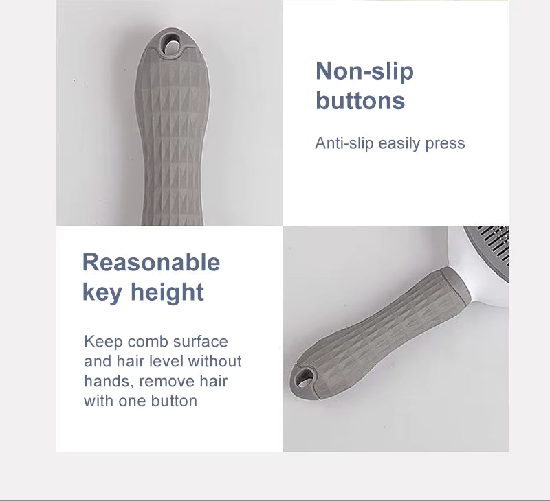Hair comb with non-slip buttons and reasonable key height on a light gray background