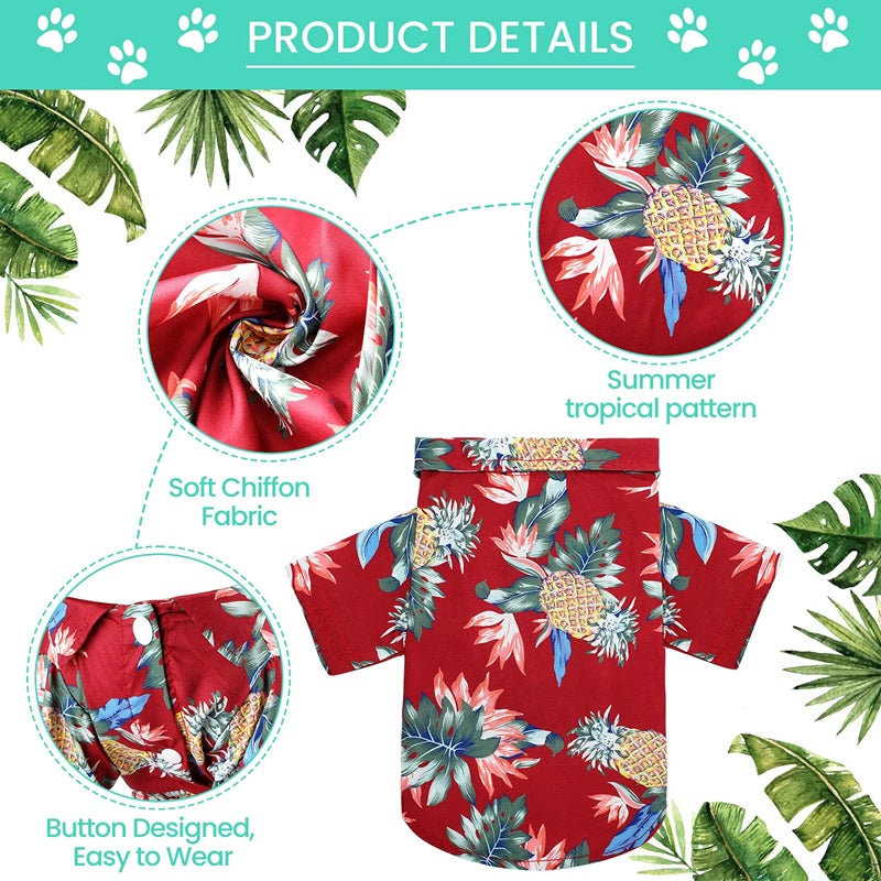 Vibrant Hawaiian Style Dog Shirts for Small - Medium Dogs
